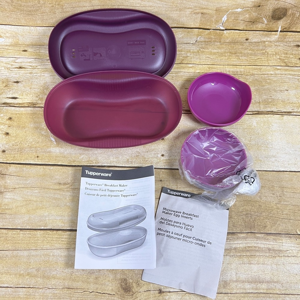 NEW Tupperware Microwave Breakfast Maker Egg Cooker w/Inserts Omlette Purple